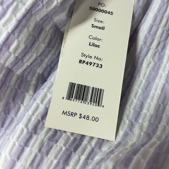 Rampage Stripe Ruched Sleeve Off Shoulder Top - Picture 4 of 4